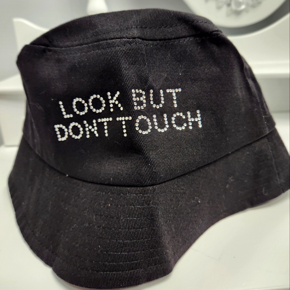 Cute bucket hat Rhinestone lettering